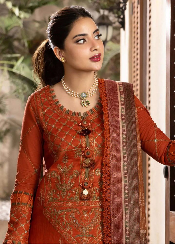 Rania By Asim Jofa Embroidered Slub Unstitched Suit 3 Piece AJ23RN AJRW-36 - Winter Collection