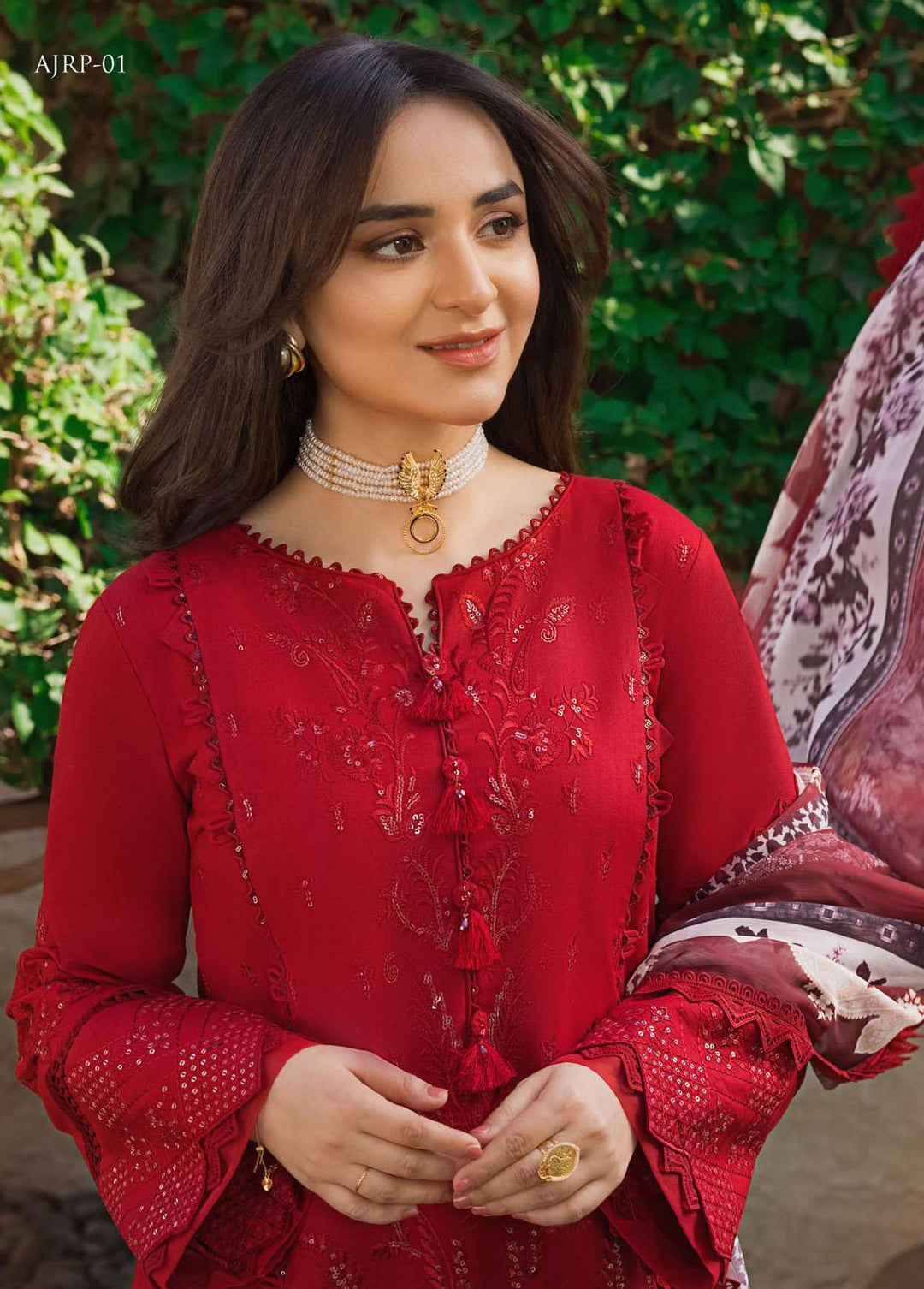 Rania by Asim Jofa Embroidered Lawn Suits Unstitched 2 Piece AJ23R AJRP-01 - Summer Collection