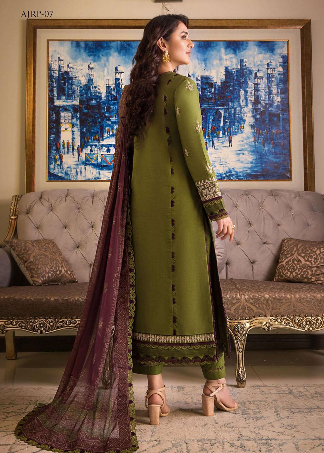 Rania by Asim Jofa Embroidered Lawn Suits Unstitched 3 Piece AJ23R AJRP-07 - Summer Collection