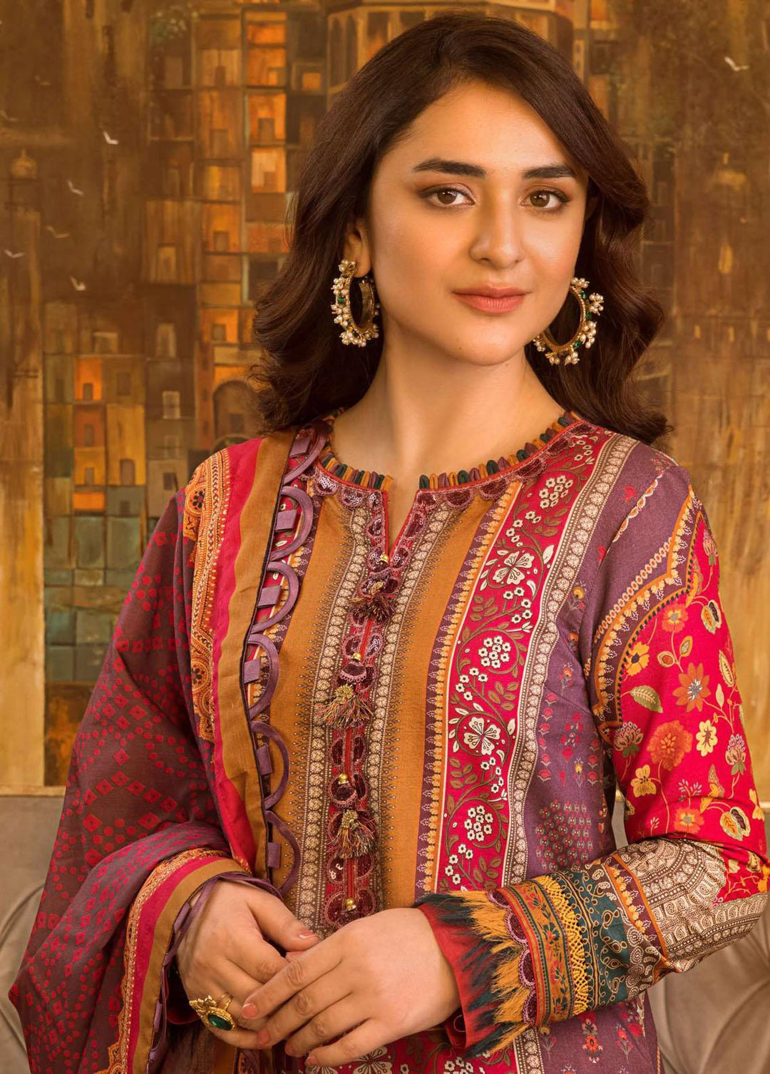 Rania by Asim Jofa Embroidered Lawn Suits Unstitched 3 Piece AJ23R AJRP-08 - Summer Collection