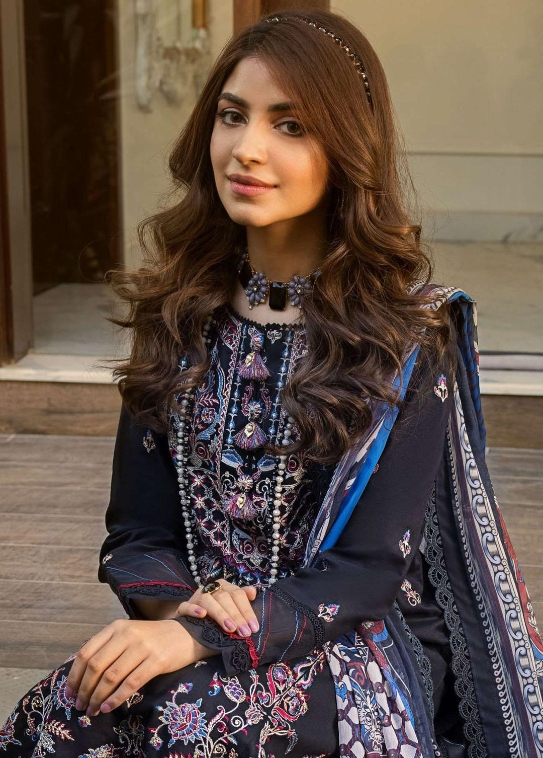 Rania by Asim Jofa Embroidered Lawn Suits Unstitched 2 Piece AJ23R AJRP-12 - Summer Collection