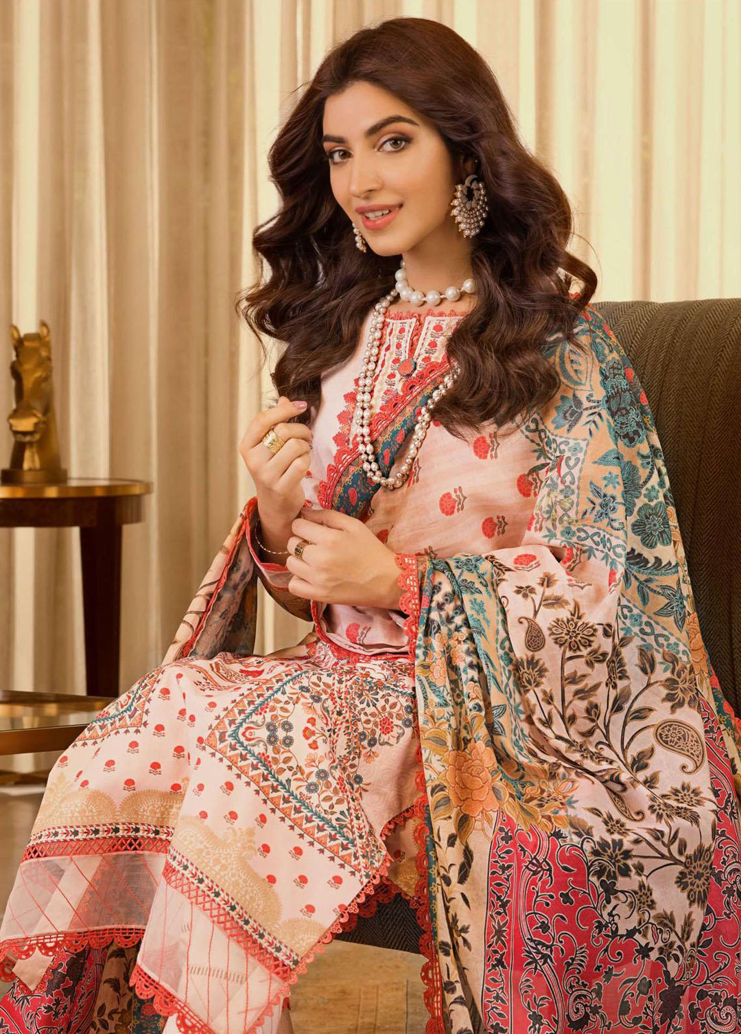 Rania by Asim Jofa Embroidered Lawn Suits Unstitched 2 Piece AJ23R AJRP-16 - Summer Collection