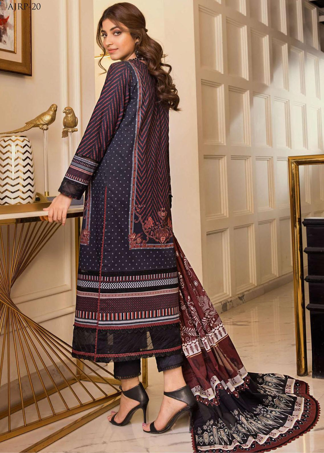 Rania by Asim Jofa Embroidered Lawn Suits Unstitched 3 Piece AJ23R AJRP-20 - Summer Collection