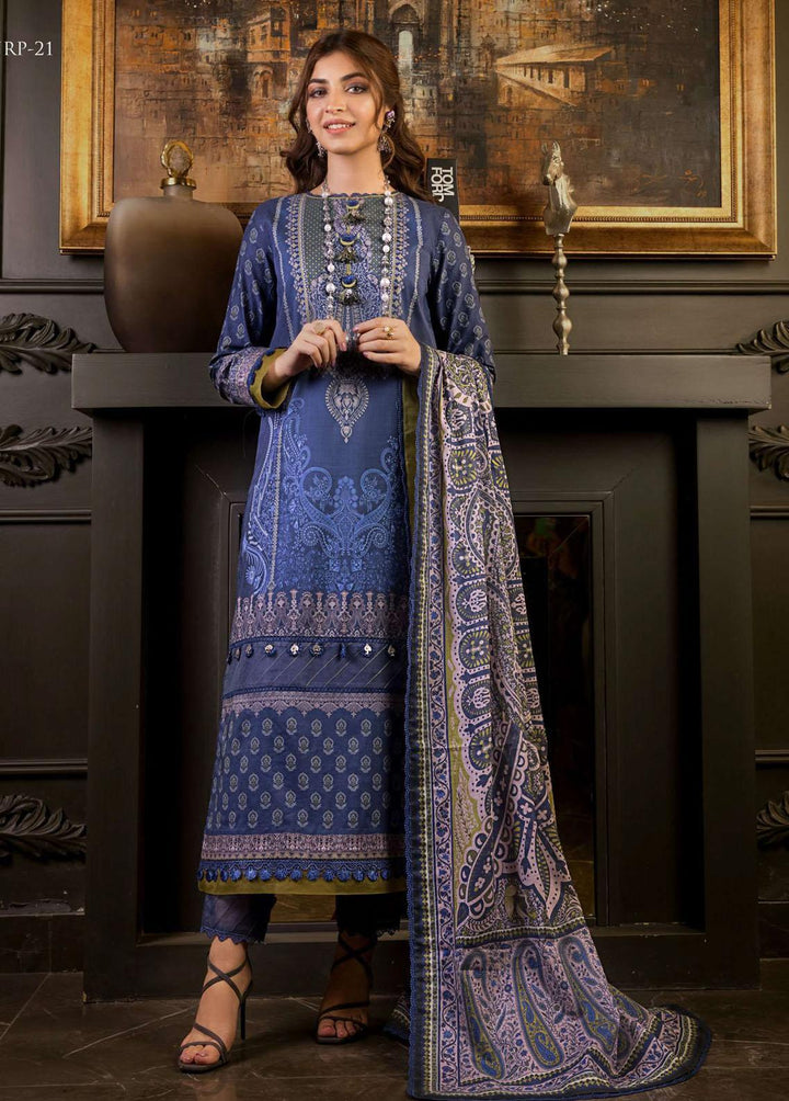 Rania by Asim Jofa Embroidered Lawn Suits Unstitched 3 Piece AJ23R AJRP-21 - Summer Collection