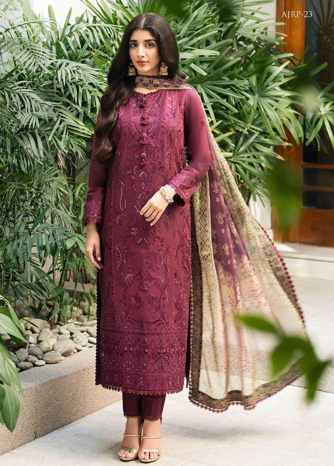 Rania by Asim Jofa Embroidered Lawn Suits Unstitched 3 Piece AJ23R AJRP-23 - Summer Collection