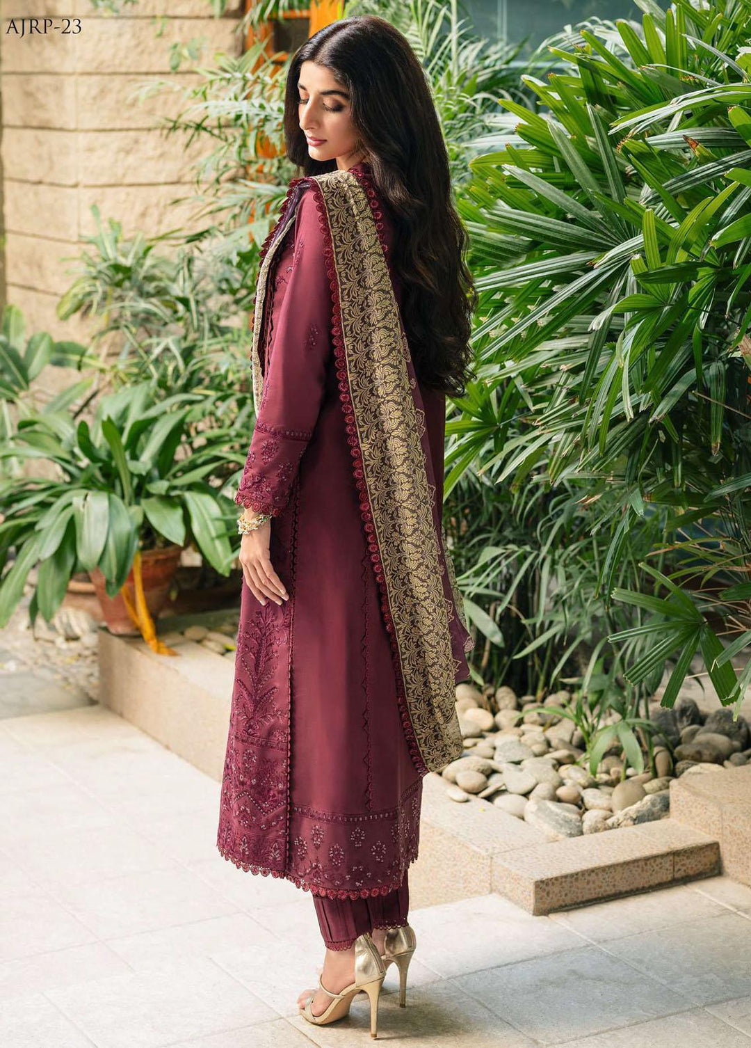 Rania by Asim Jofa Embroidered Lawn Suits Unstitched 3 Piece AJ23R AJRP-23 - Summer Collection