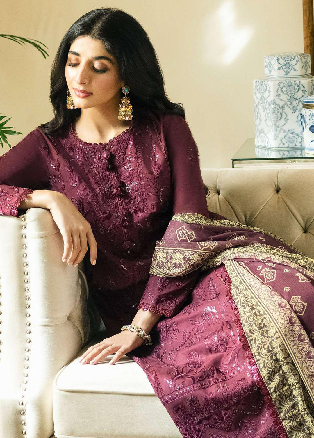 Rania by Asim Jofa Embroidered Lawn Suits Unstitched 3 Piece AJ23R AJRP-23 - Summer Collection