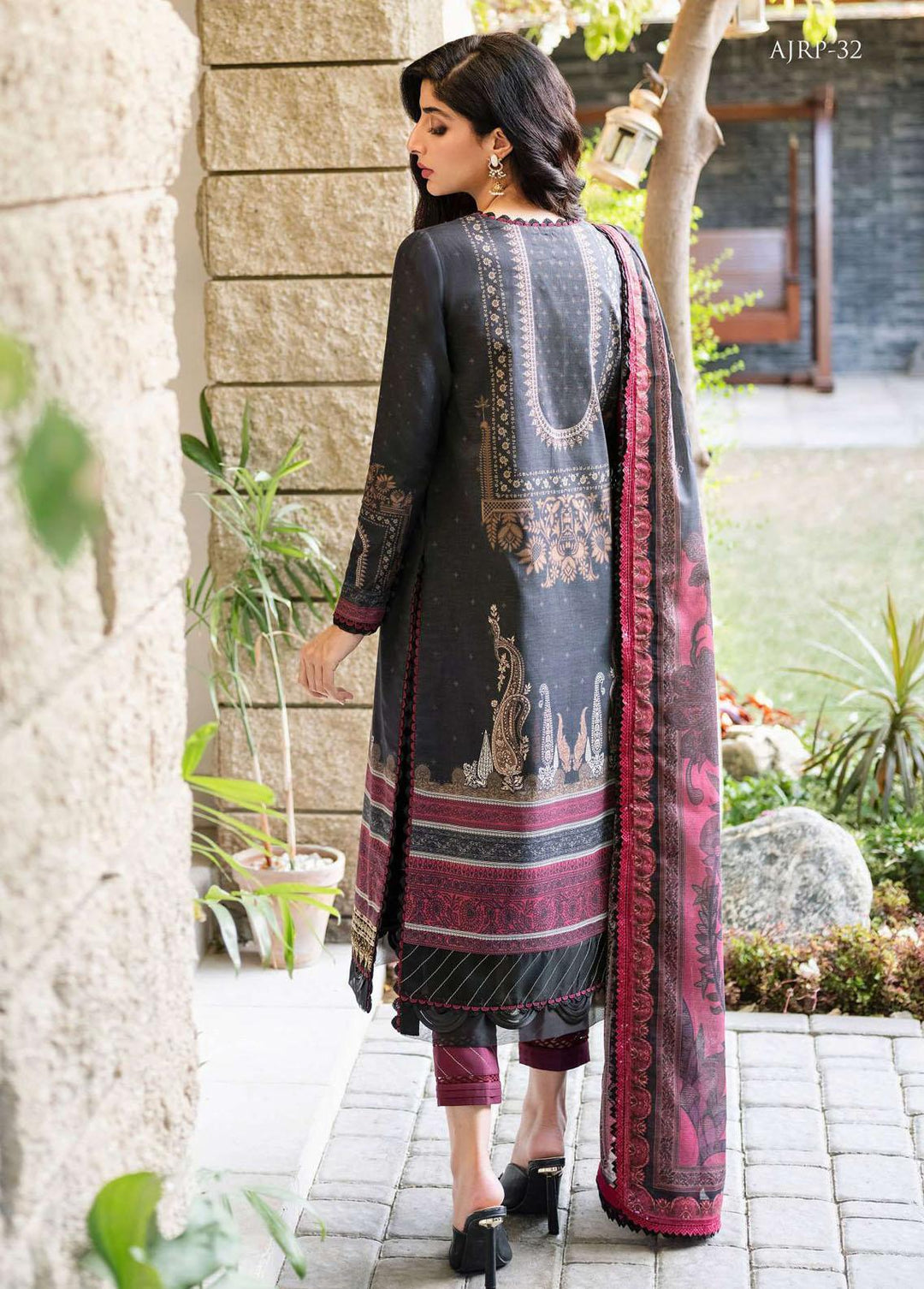 Rania by Asim Jofa Embroidered Lawn Suits Unstitched 3 Piece AJ23R AJRP-32 - Summer Collection