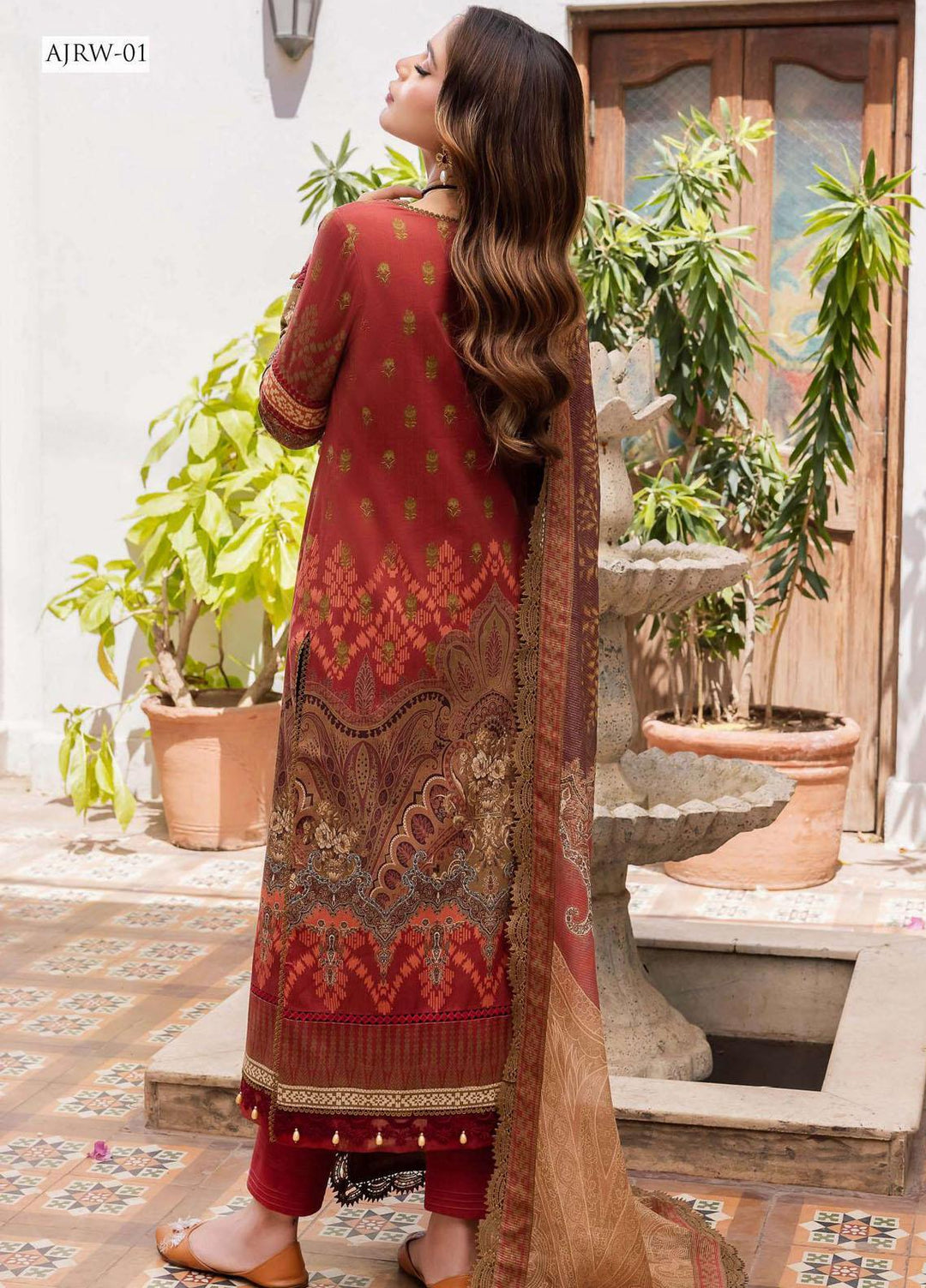 Rania By Asim Jofa Embroidered Cotton Suits Unstitched 3 Piece AJ23RN AJRW-01 - Winter Collection