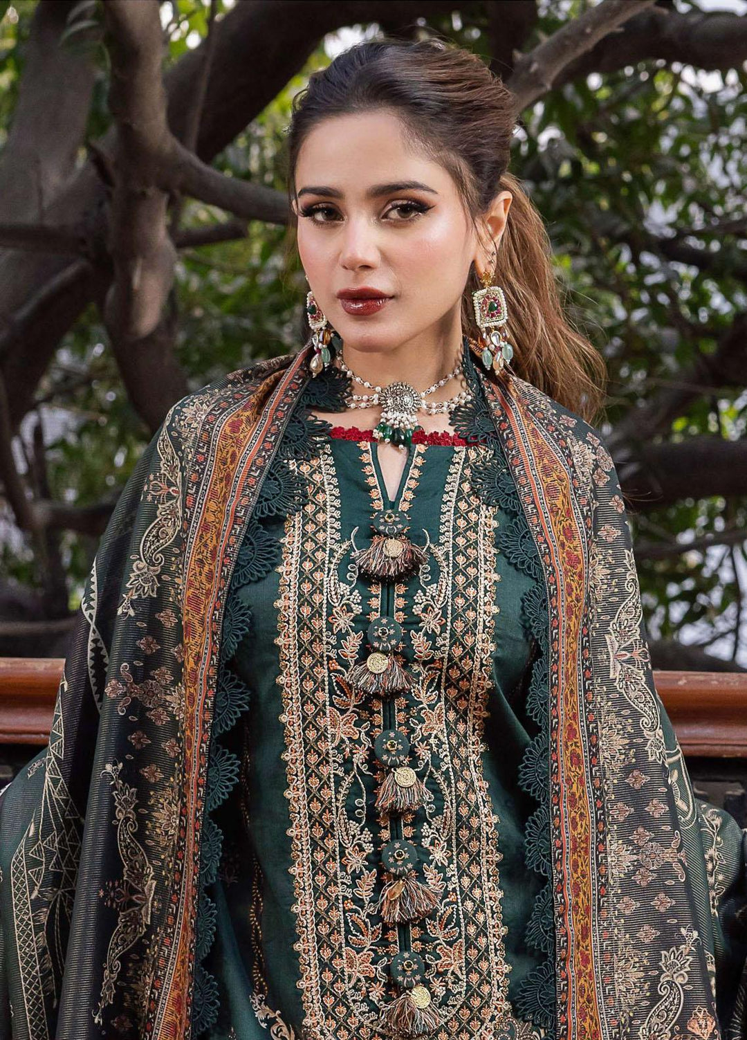 Rania By Asim Jofa Embroidered Cotton Suits Unstitched 3 Piece AJ23RN AJRW-02 - Winter Collection