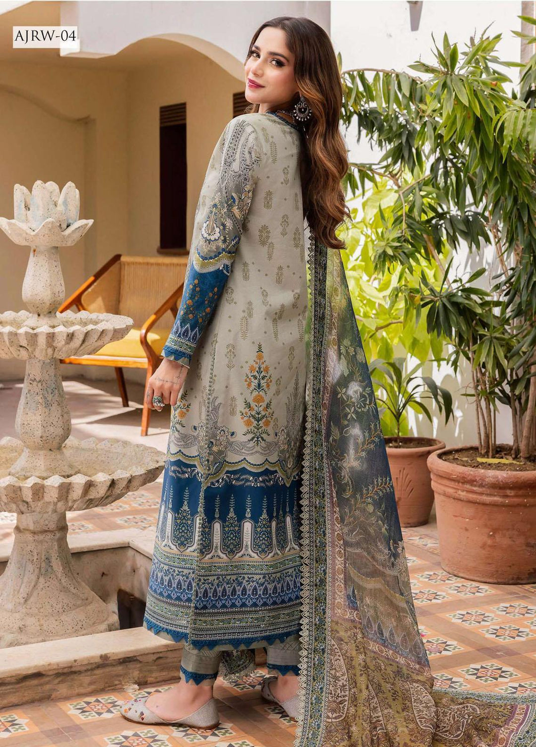Rania By Asim Jofa Embroidered Cotton Suits Unstitched 3 Piece AJ23RN AJRW-04 - Winter Collection