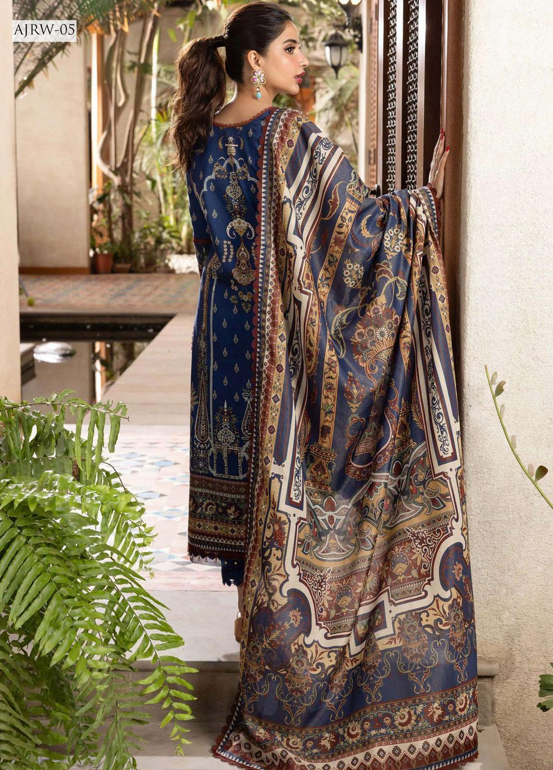 Rania By Asim Jofa Embroidered Cotton Suits Unstitched 3 Piece AJ23RN AJRW-05 - Winter Collection