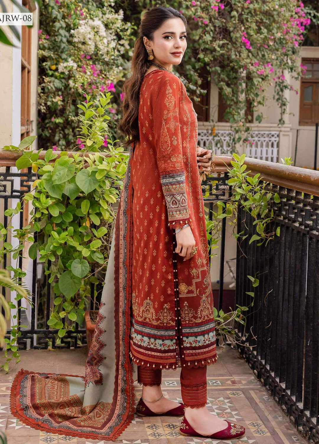 Rania By Asim Jofa Embroidered Cotton Suits Unstitched 3 Piece AJ23RN AJRW-08 - Winter Collection