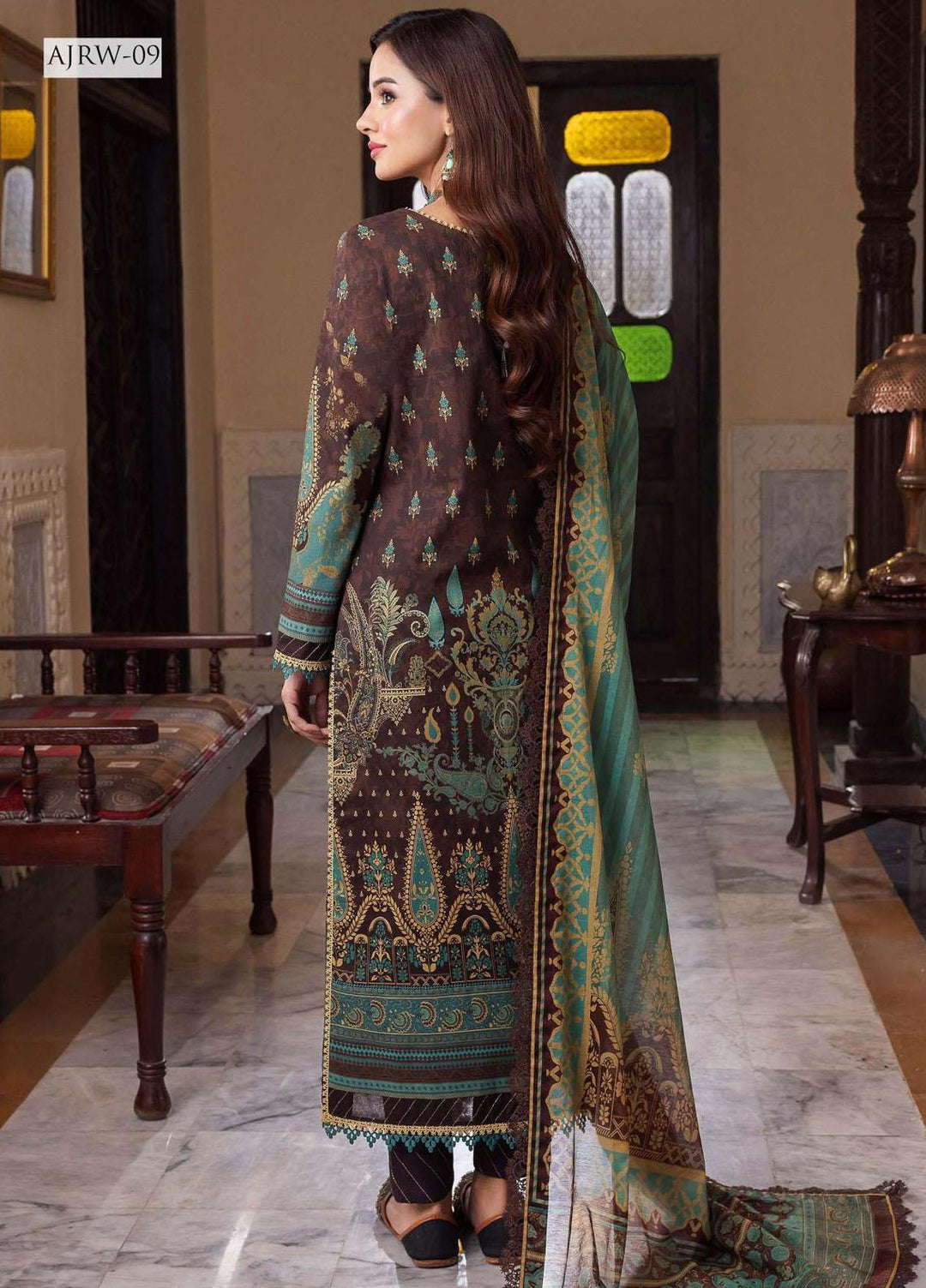 Rania By Asim Jofa Embroidered Cotton Suits Unstitched 3 Piece AJ23RN AJRW-09 - Winter Collection