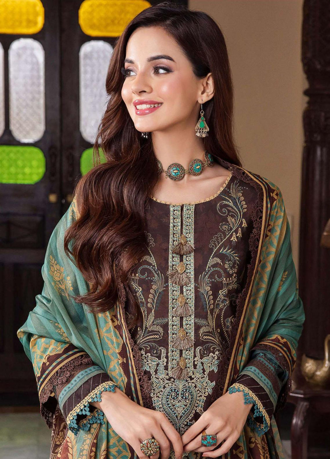 Rania By Asim Jofa Embroidered Cotton Suits Unstitched 3 Piece AJ23RN AJRW-09 - Winter Collection