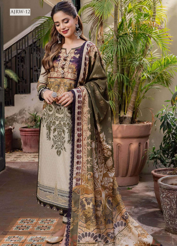 Rania By Asim Jofa Printed Slub Suits Unstitched 3 Piece AJ23RN AJRW-12 - Winter Collection