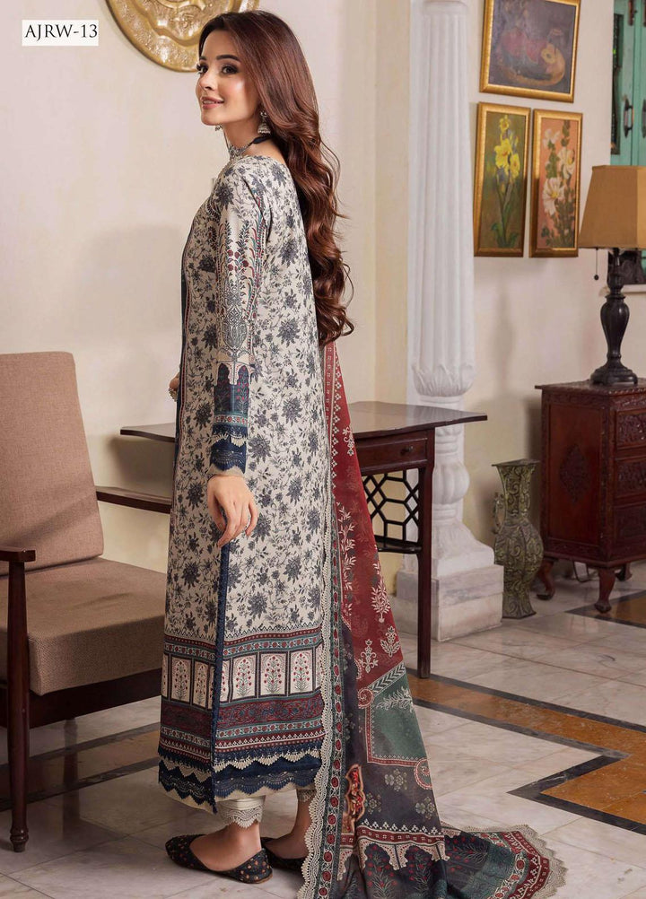 Rania By Asim Jofa Embroidered Slub Suits Unstitched 3 Piece AJ23RN AJRW-13 - Winter Collection