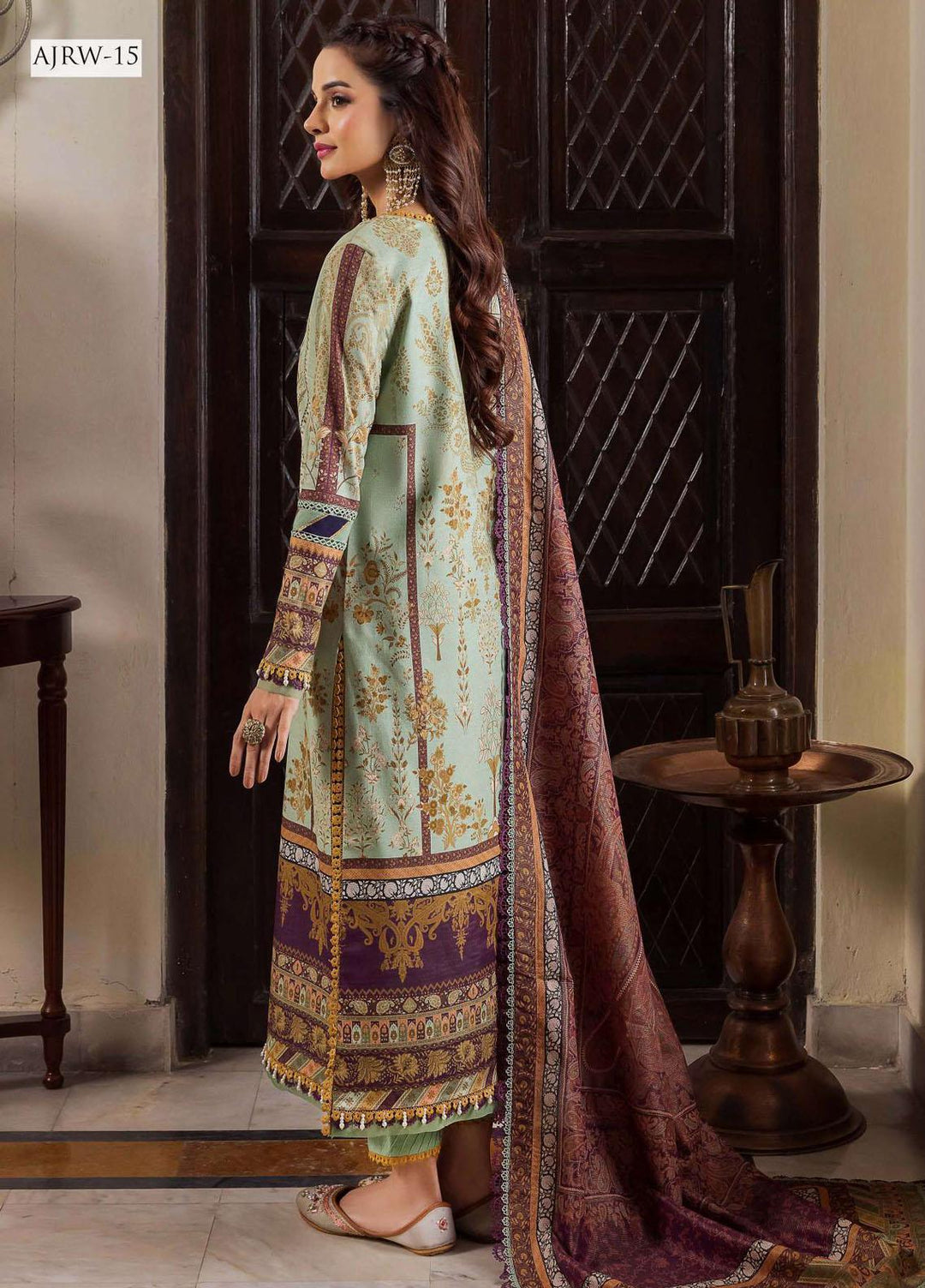 Rania By Asim Jofa Embroidered Slub Suits Unstitched 3 Piece AJ23RN AJRW-15 - Winter Collection