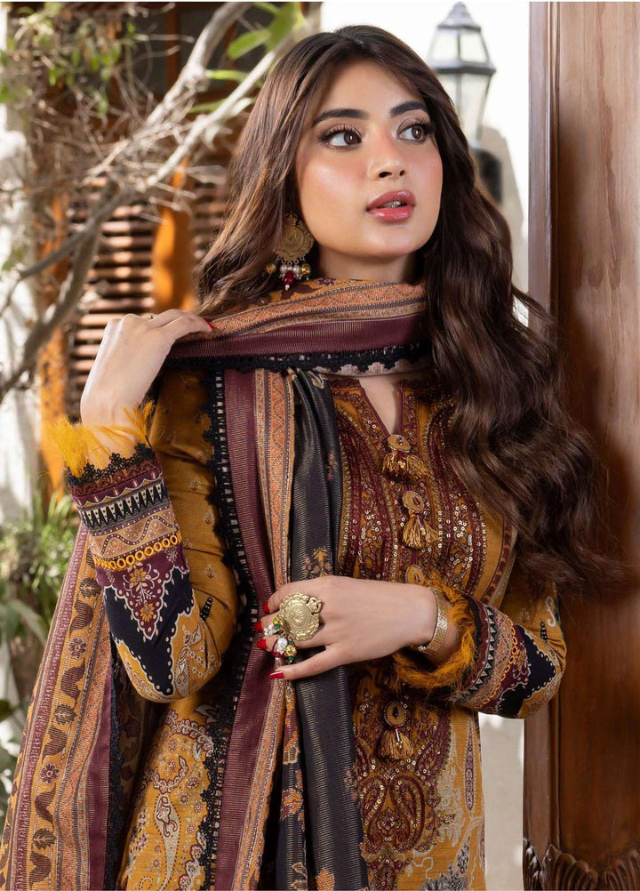 Rania By Asim Jofa Embroidered Slub Suits Unstitched 3 Piece AJ23RN AJRW-18 - Winter Collection