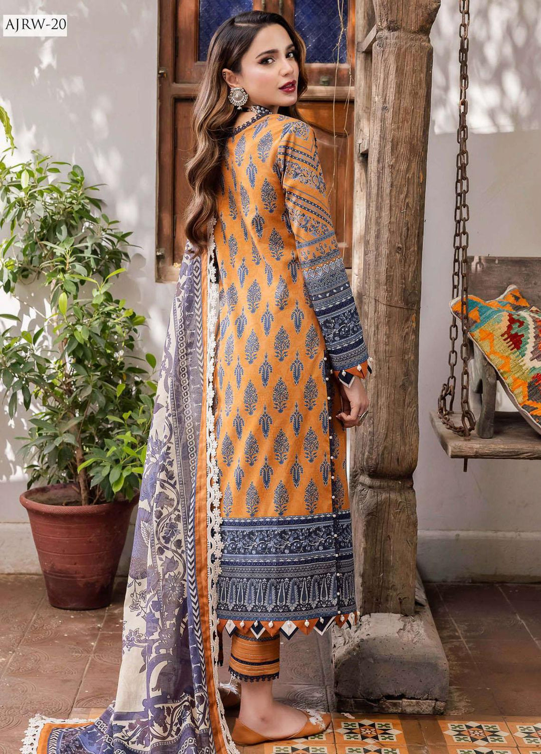Rania By Asim Jofa Embroidered Cotton Suits Unstitched 3 Piece AJ23RN AJRW-20 - Winter Collection