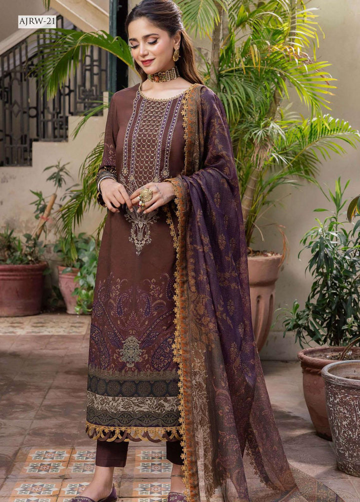 Rania By Asim Jofa Embroidered Cotton Suits Unstitched 3 Piece AJ23RN AJRW-21 - Winter Collection