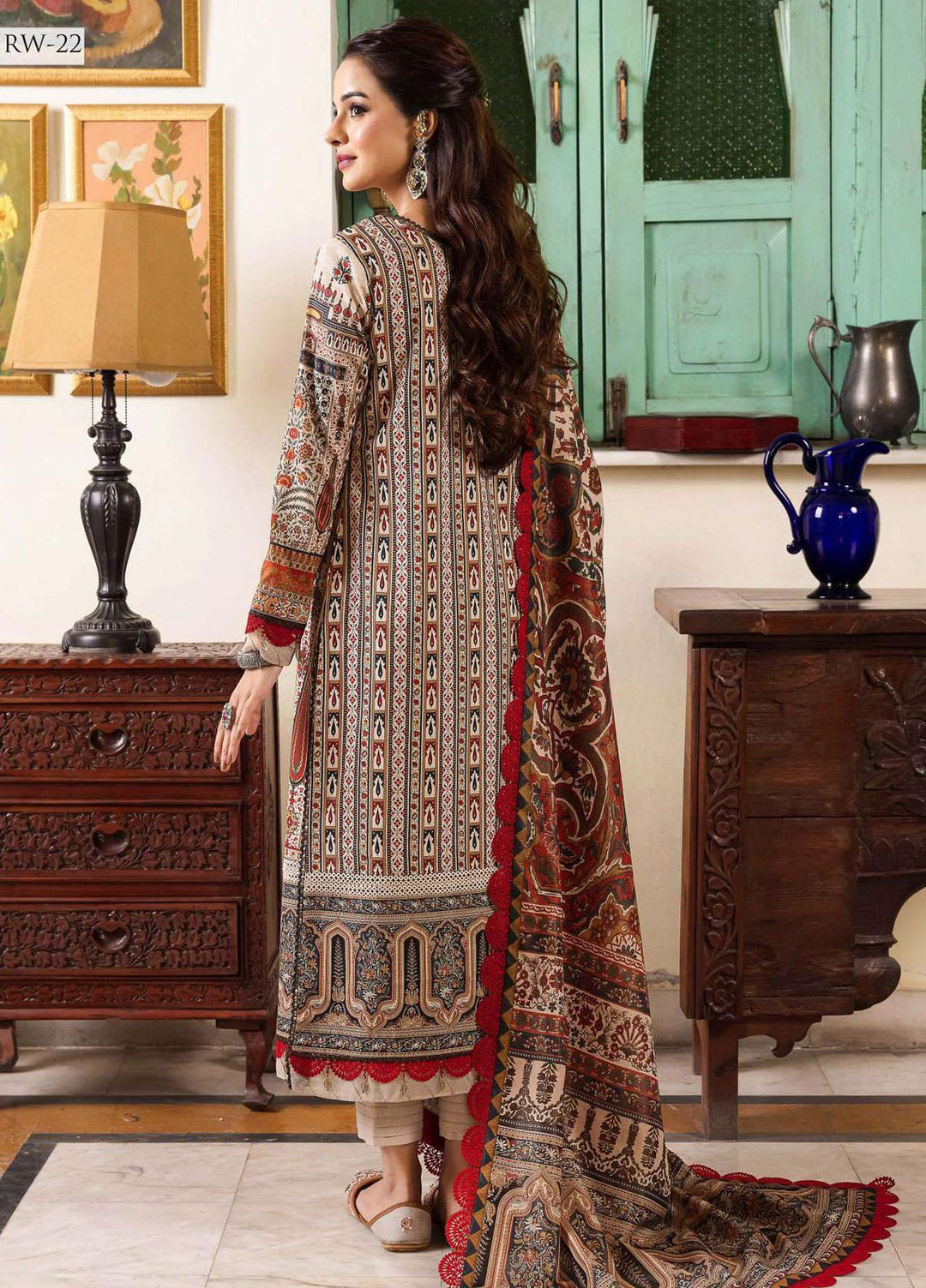 Rania By Asim Jofa Embroidered Cotton Suits Unstitched 3 Piece AJ23RN AJRW-22 - Winter Collection