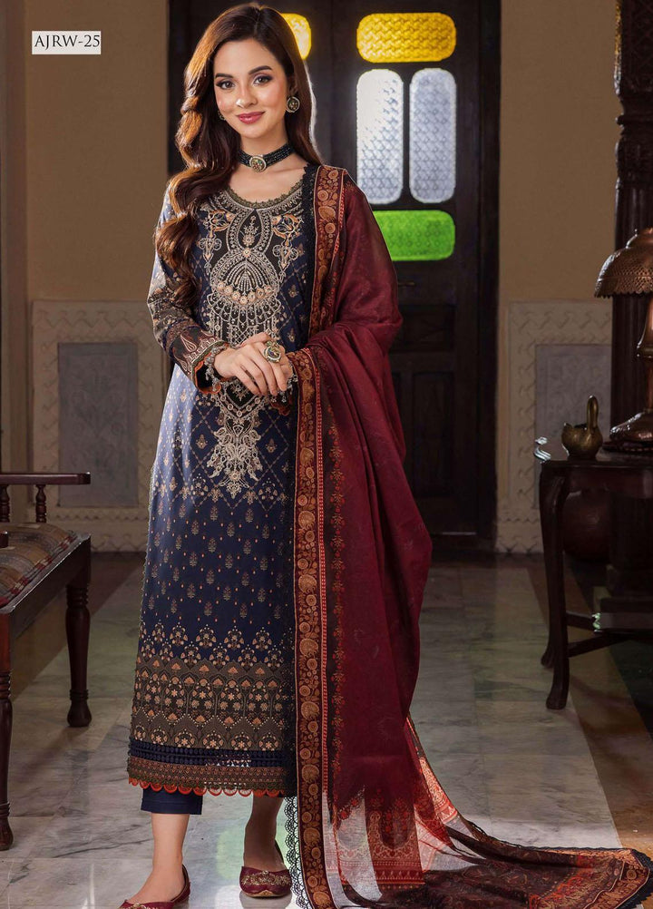 Rania By Asim Jofa Embroidered Cotton Suits Unstitched 3 Piece AJ23RN AJRW-25 - Winter Collection