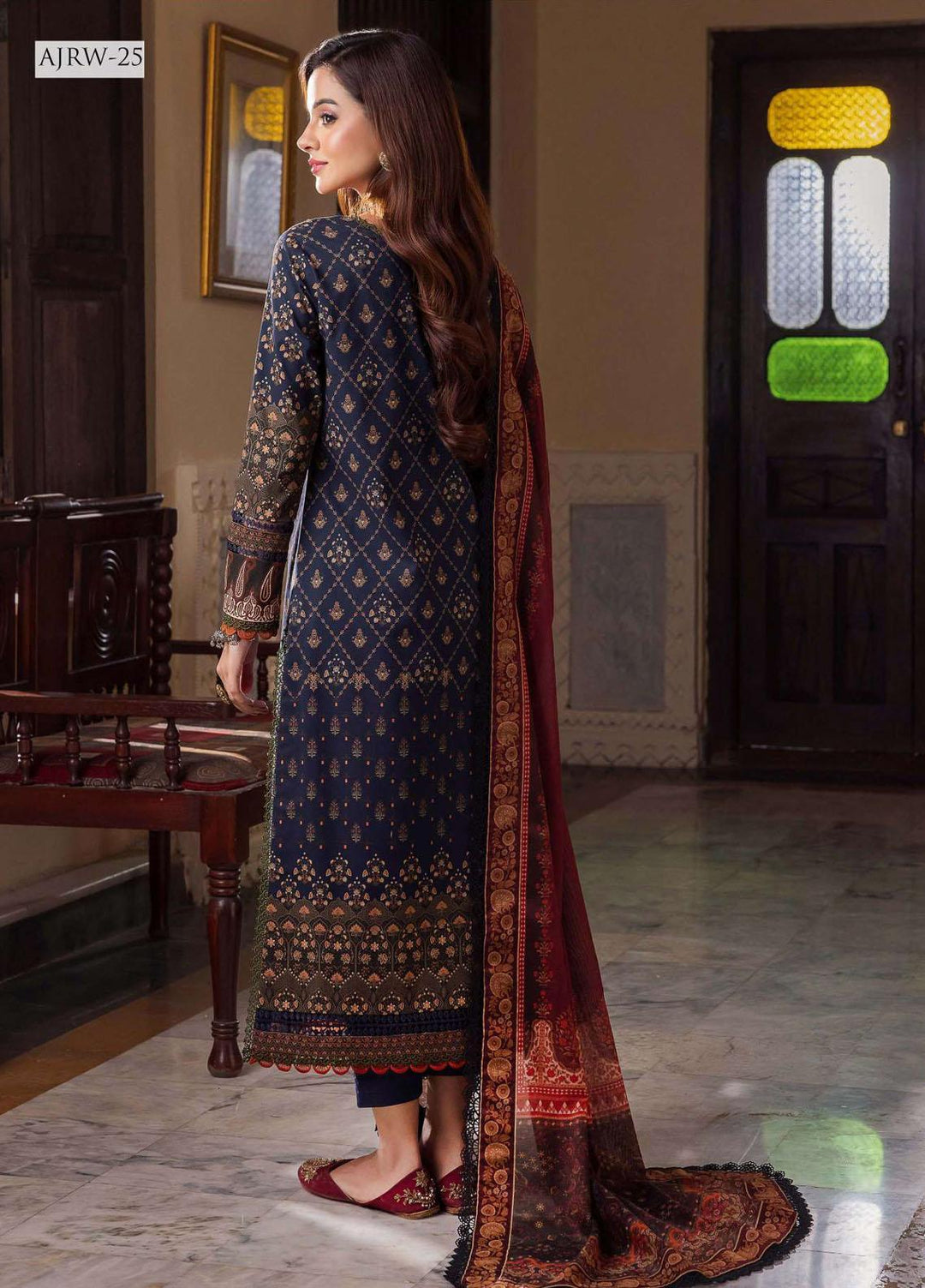 Rania By Asim Jofa Embroidered Cotton Suits Unstitched 3 Piece AJ23RN AJRW-25 - Winter Collection