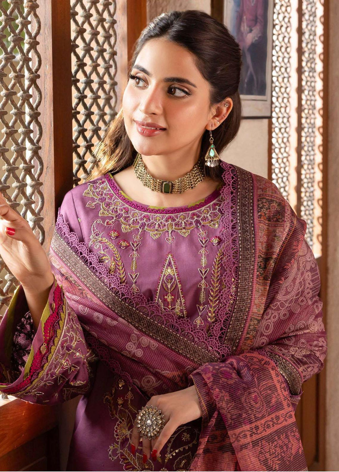 Rania By Asim Jofa Embroidered Cotton Suits Unstitched 3 Piece AJ23RN AJRW-28 - Winter Collection