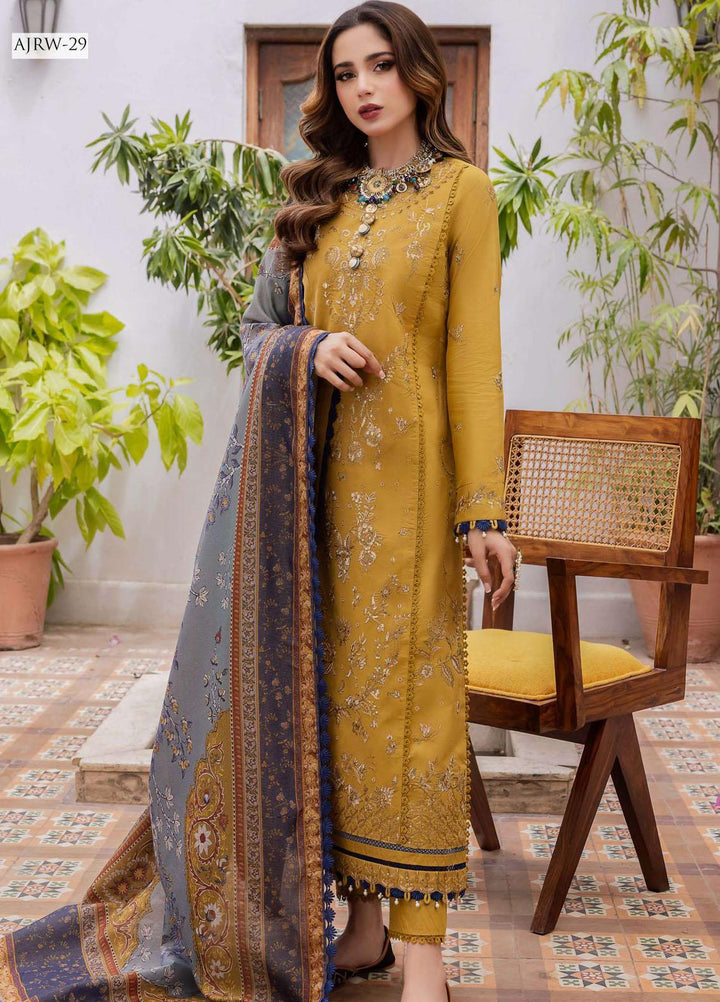 Rania By Asim Jofa Embroidered Cotton Suits Unstitched 3 Piece AJ23RN AJRW-29 - Winter Collection