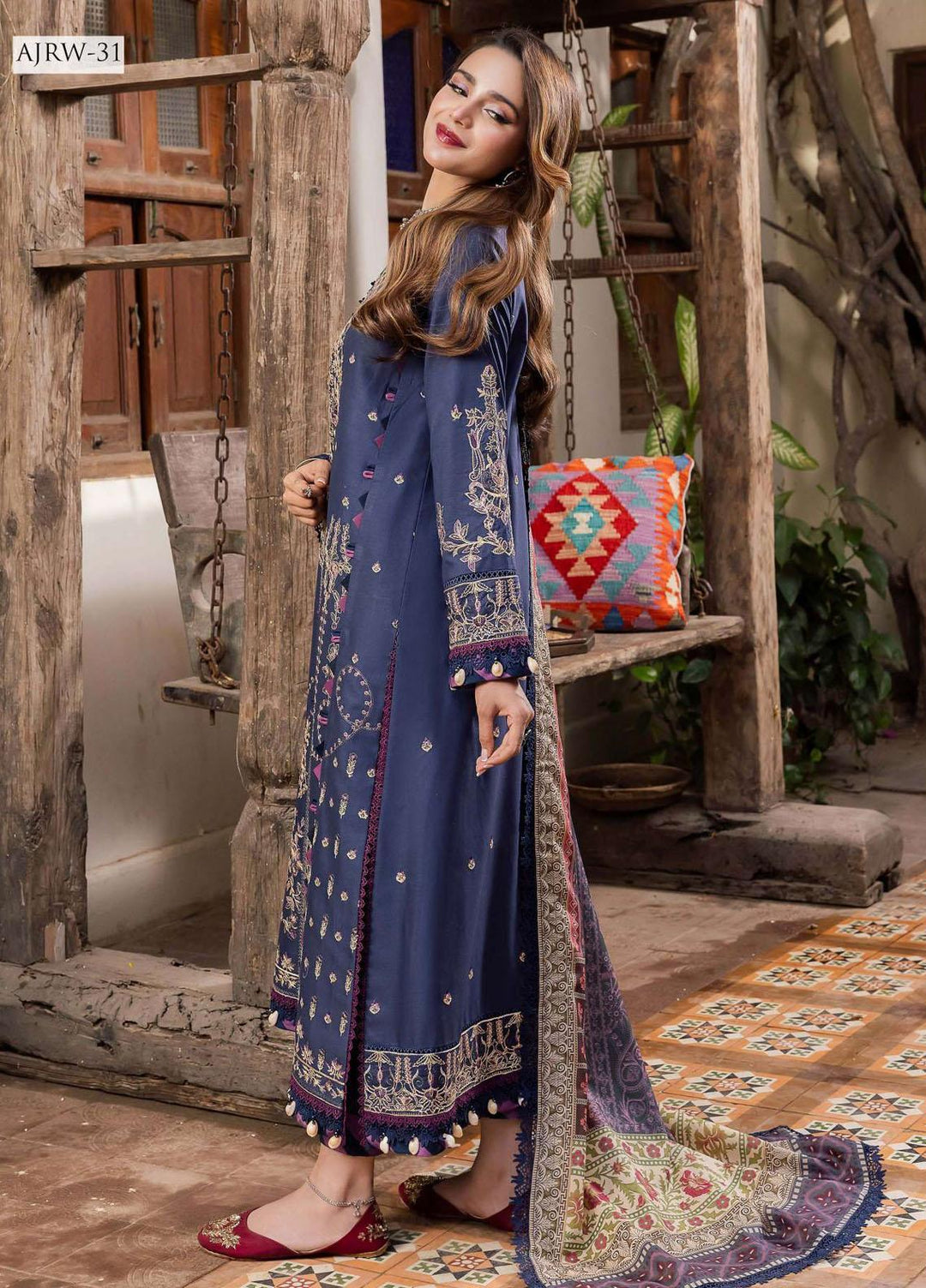 Rania By Asim Jofa Embroidered Cotton Suits Unstitched 3 Piece AJ23RN AJRW-31 - Winter Collection