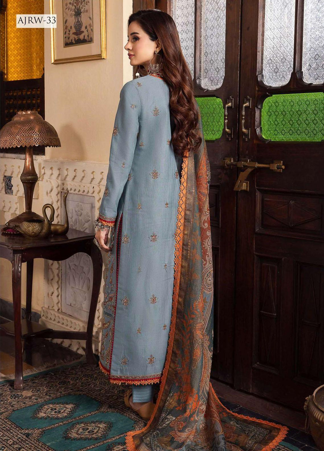 Rania By Asim Jofa Embroidered Slub Suits Unstitched 3 Piece AJ23RN AJRW-33 - Winter Collection