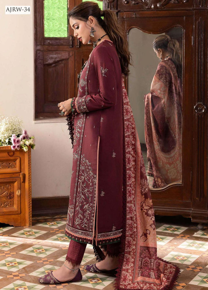 Rania By Asim Jofa Embroidered Slub Suits Unstitched 3 Piece AJ23RN AJRW-34 - Winter Collection