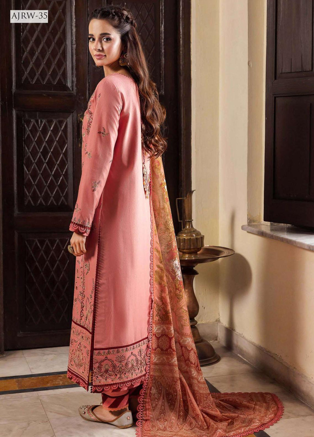 Rania By Asim Jofa Embroidered Slub Suits Unstitched 3 Piece AJ23RN AJRW-35 - Winter Collection