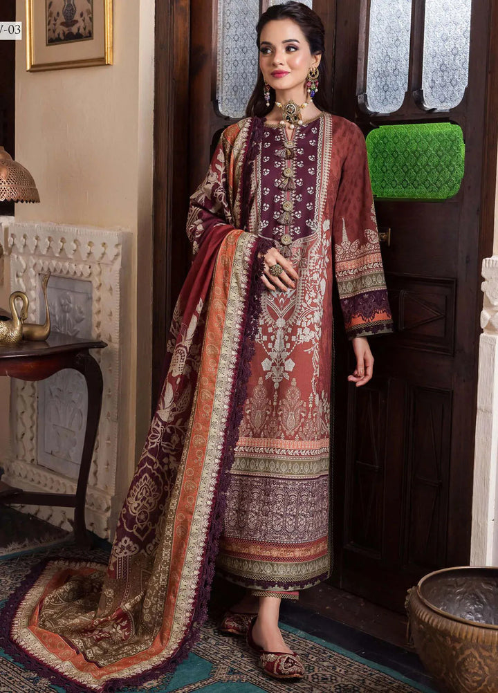Rania By Asim Jofa Printed Cotton Unstitched Suit 3 Piece AJ23RN AJRW-03 - Winter Collection