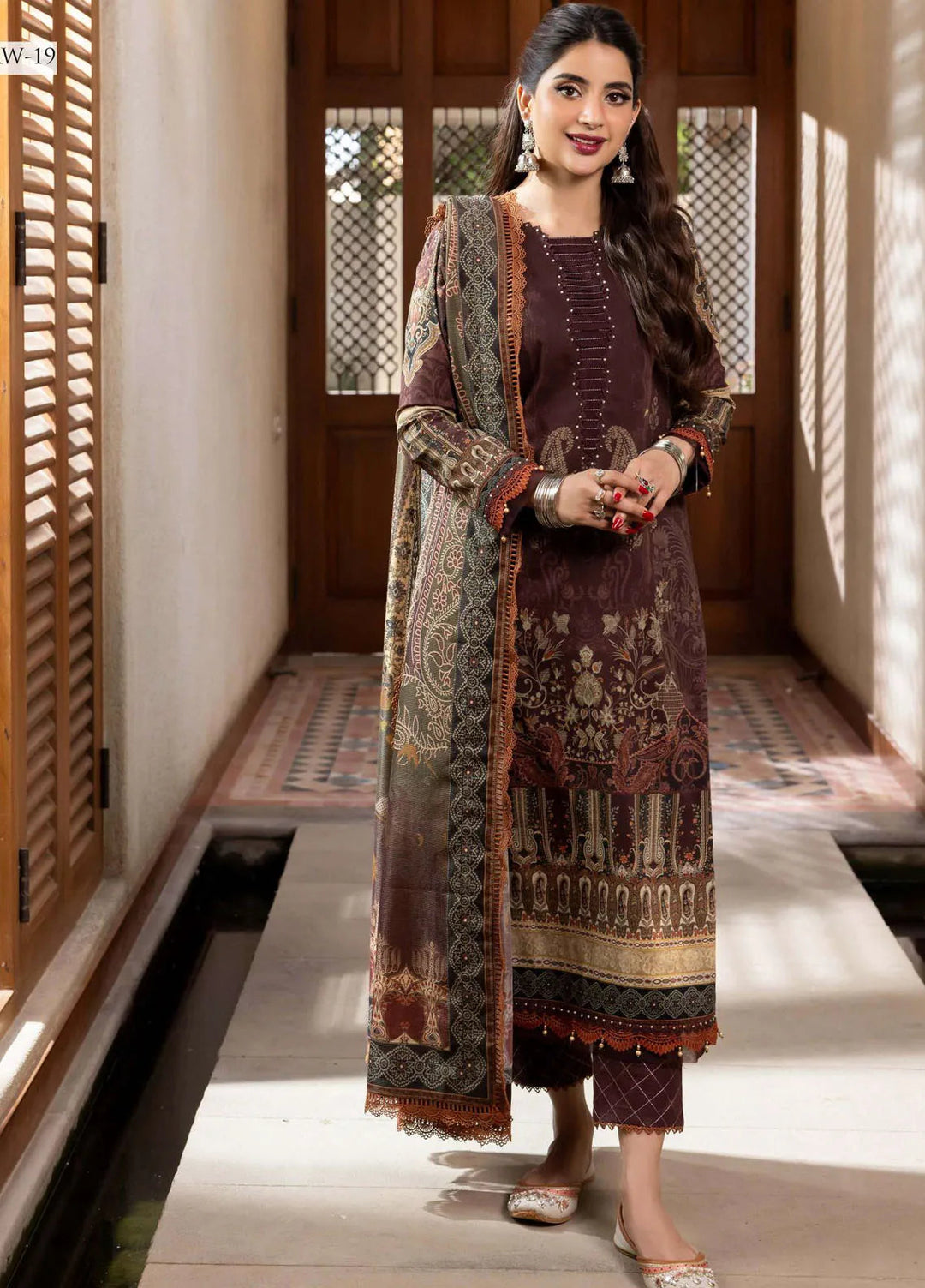 Rania By Asim Jofa Printed Cotton Unstitched Suit 3 Piece AJ23RN AJRW-19 - Winter Collection