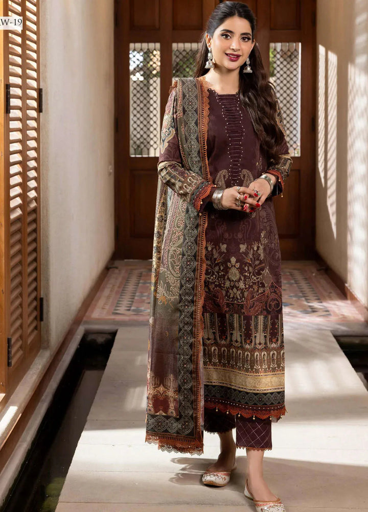 Rania By Asim Jofa Printed Cotton Unstitched Suit 3 Piece AJ23RN AJRW-19 - Winter Collection