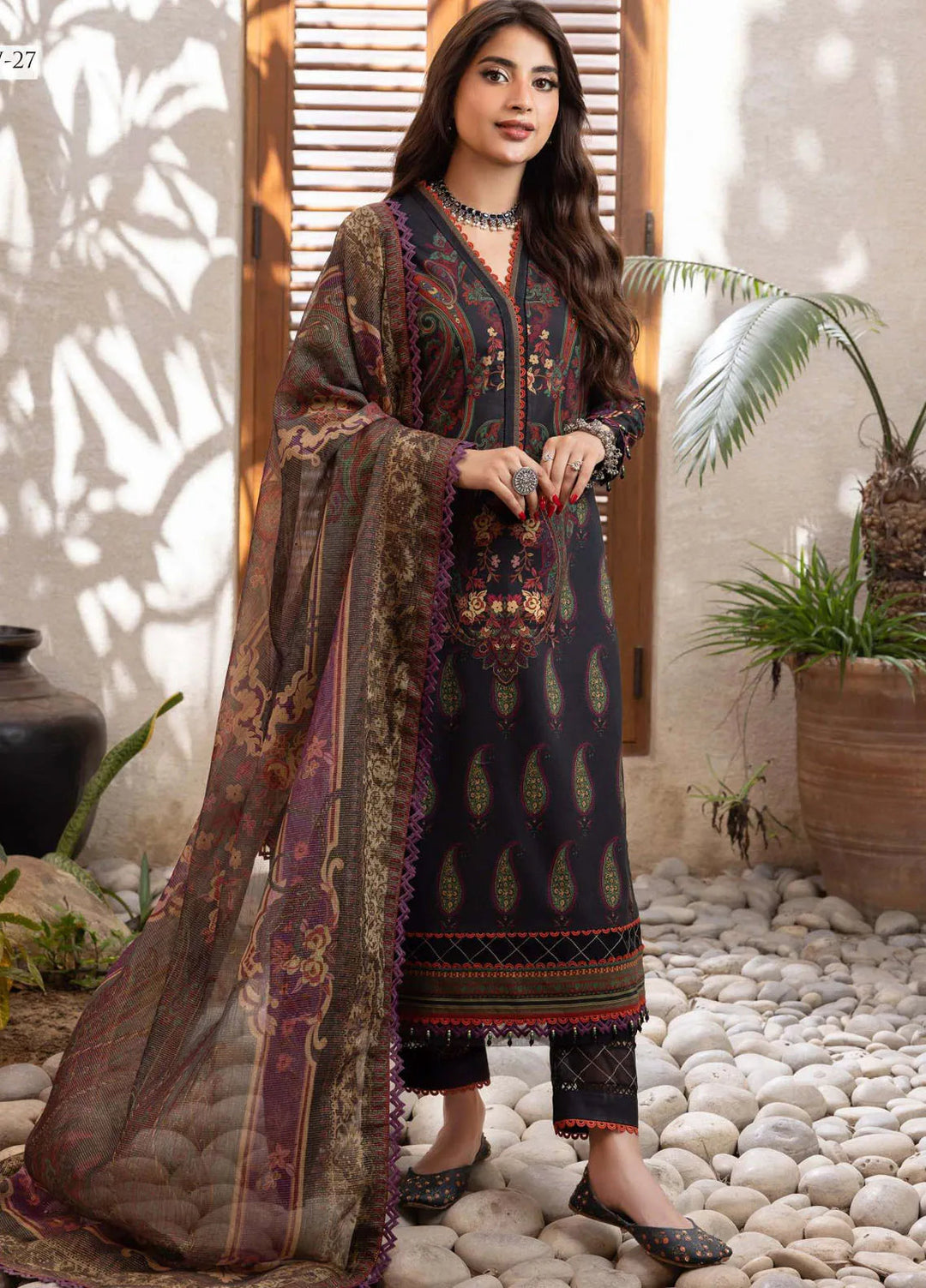 Rania By Asim Jofa Printed Cotton Unstitched Suit 3 Piece AJ23RN AJRW-27 - Winter Collection