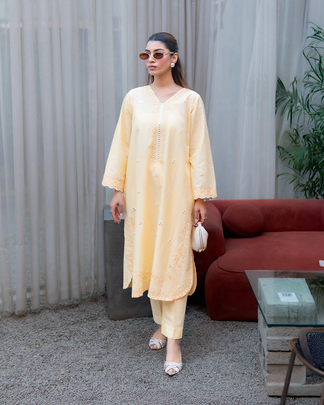 Rashid Textiles Women RTW Embroidered Lawn 2 Piece Suit D-02 Yellow - Casual Collection