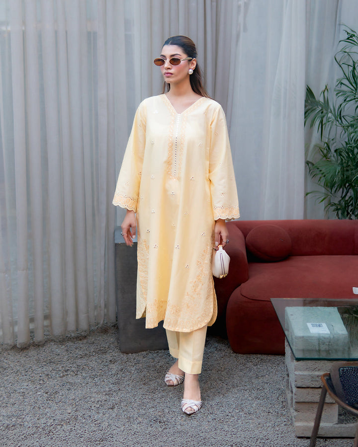 Rashid Textiles Women RTW Embroidered Lawn 2 Piece Suit D-02 Yellow - Casual Collection