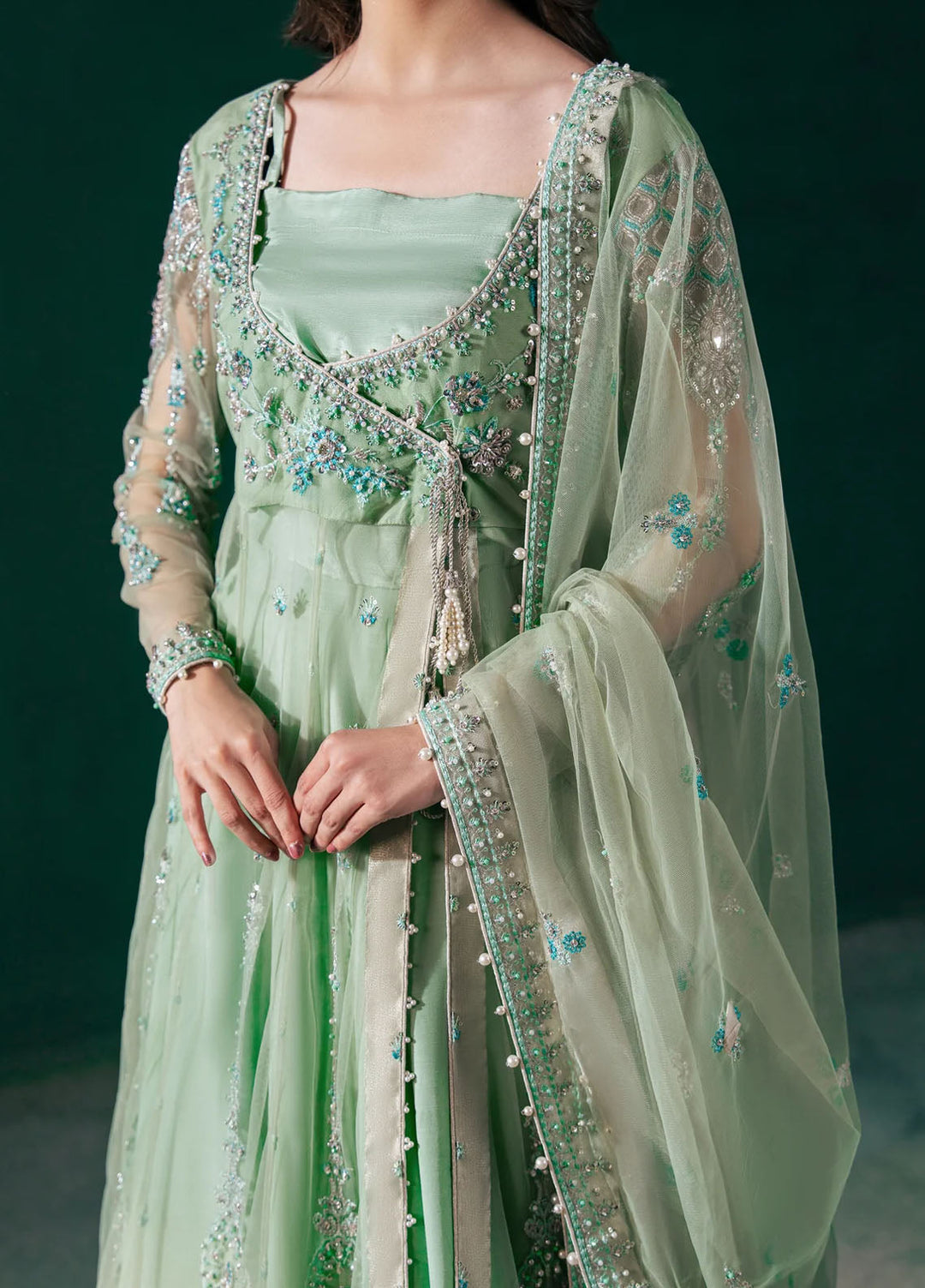 Rashq-e-Qamar by Malook Pret Embroidered Net 3 Piece Suit Feroza