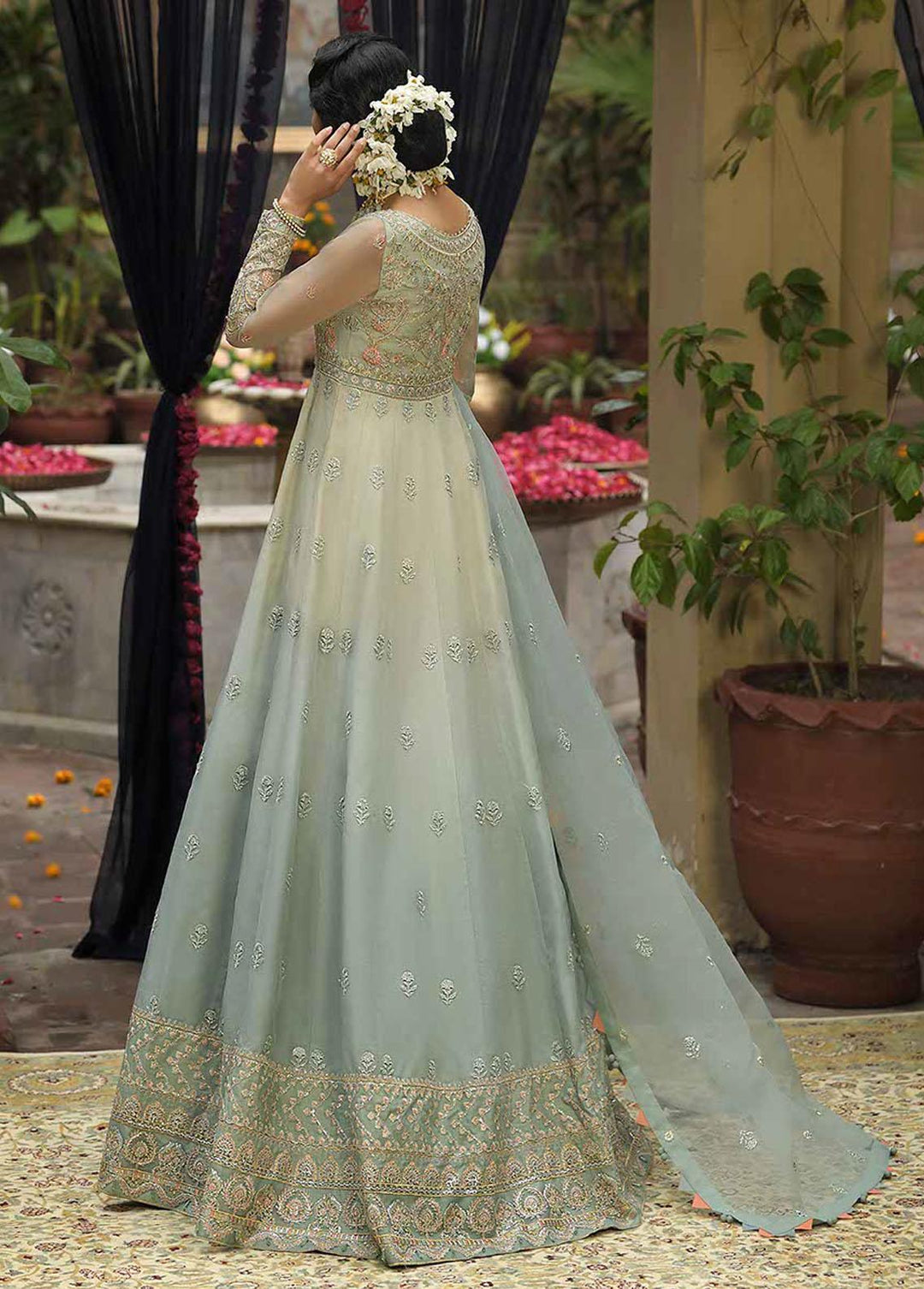 Rasm by Asim Jofa Embroidered Organza Suits Unstitched 3 Piece AJ22R AJR-12 - Wedding Collection