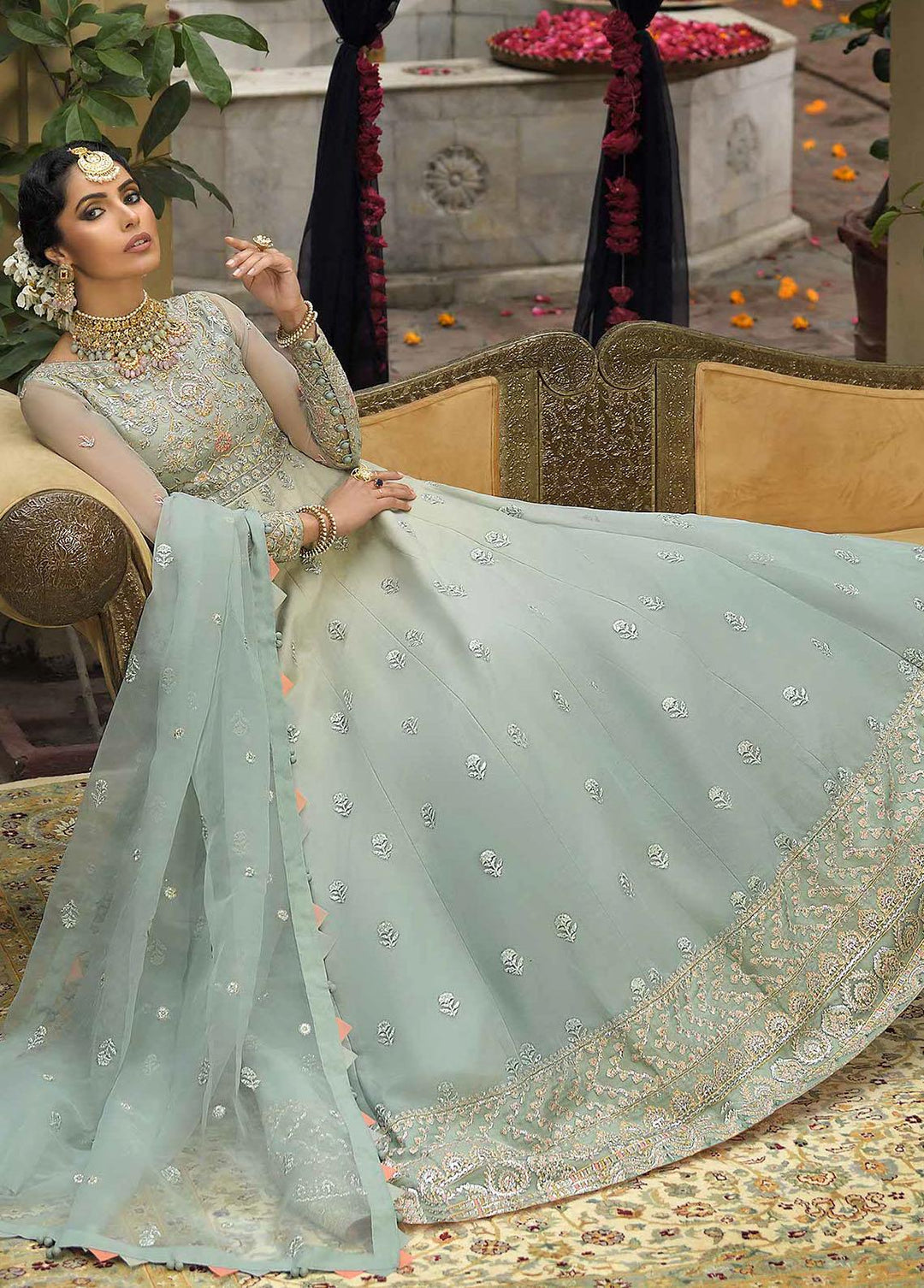 Rasm by Asim Jofa Embroidered Organza Suits Unstitched 3 Piece AJ22R AJR-12 - Wedding Collection