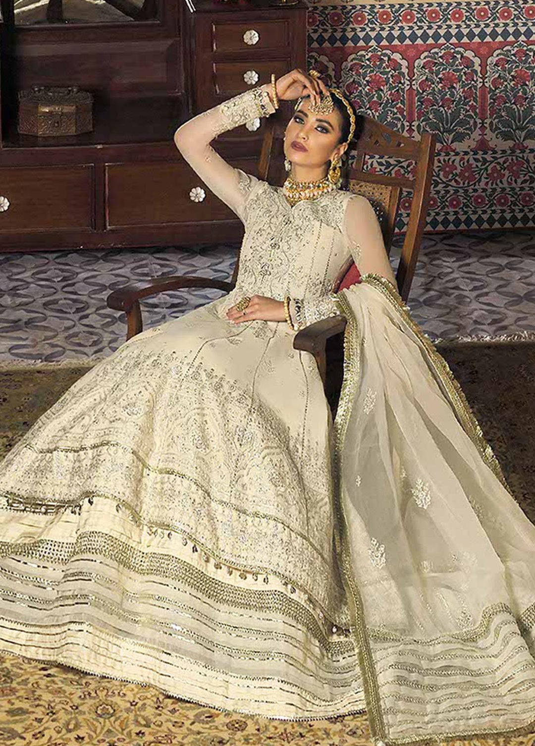 Rasm by Asim Jofa Embroidered Organza Suits Unstitched 3 Piece AJ22R AJR-15 - Wedding Collection