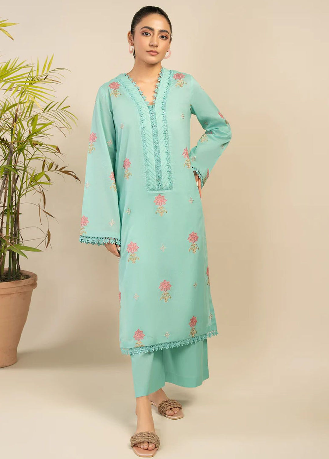 Rawayat By Meeral Embroidered Lawn Suit Unstitched 2 Piece MRL24R Firoza - Summer Collection