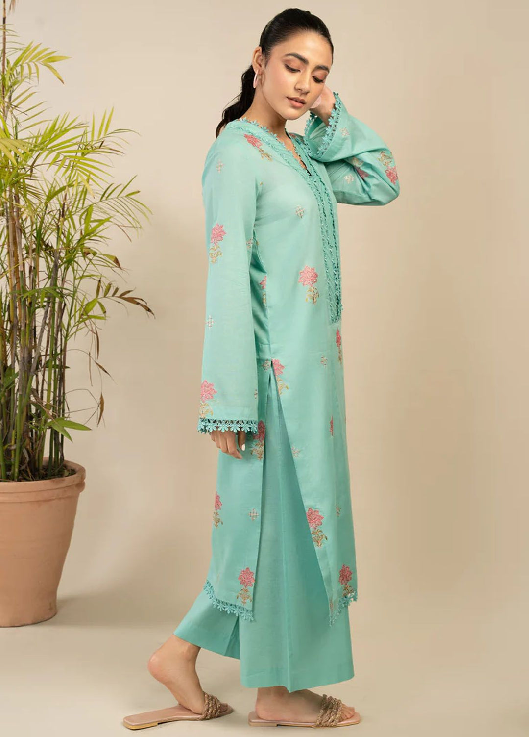 Rawayat By Meeral Embroidered Lawn Suit Unstitched 2 Piece MRL24R Firoza - Summer Collection