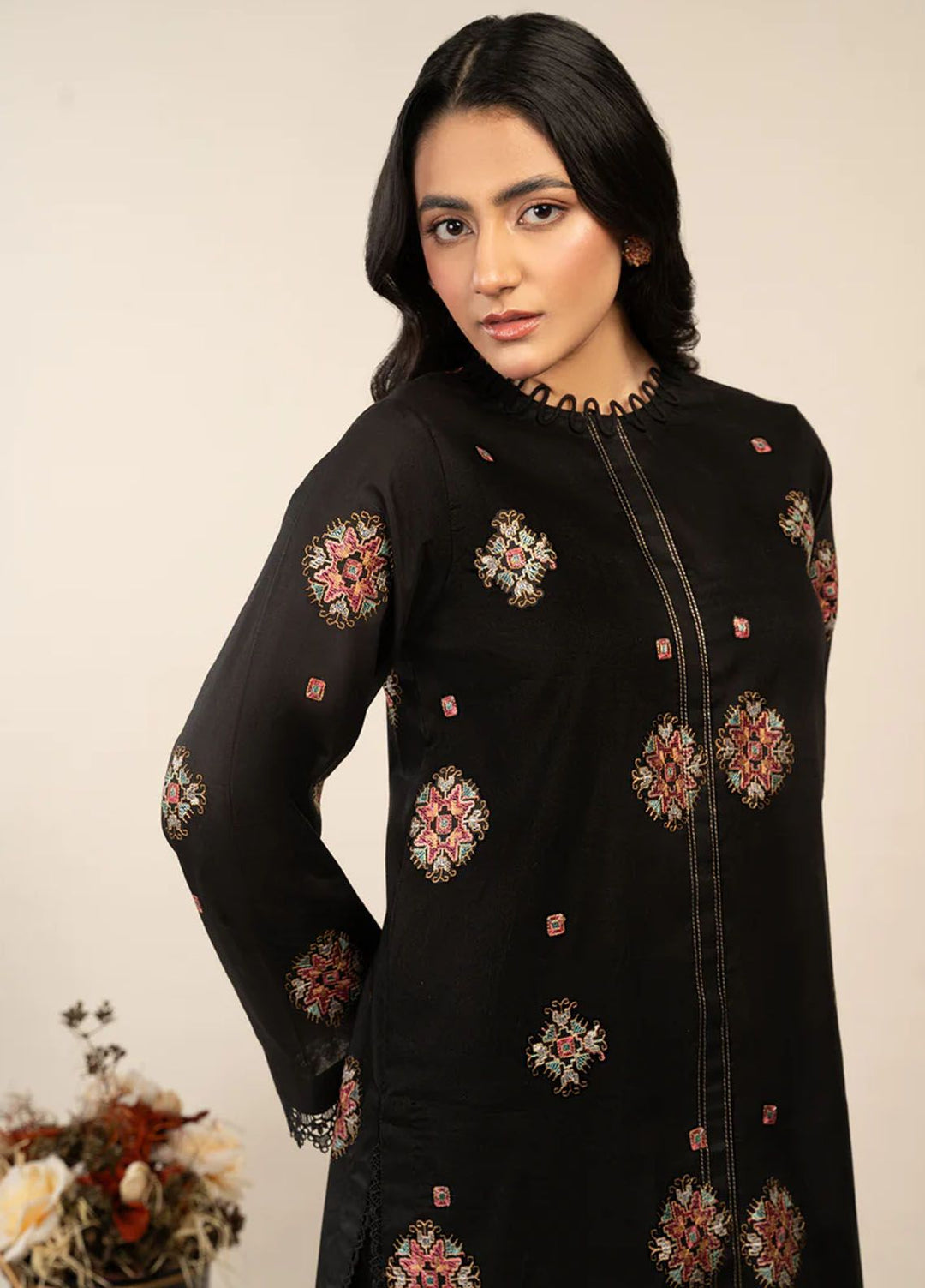 Rawayat By Meeral Embroidered Lawn Suit Unstitched 2 Piece MRL24R Gul Sia - Summer Collection