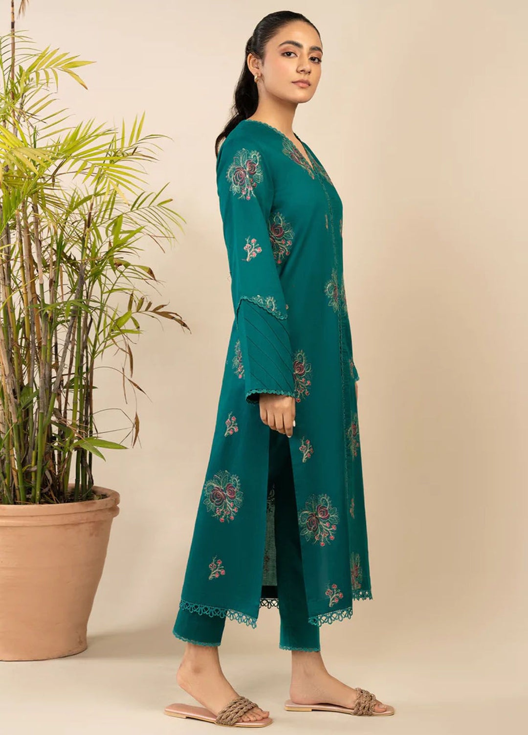Rawayat By Meeral Embroidered Lawn Suit Unstitched 2 Piece MRL24R Jade  - Summer Collection