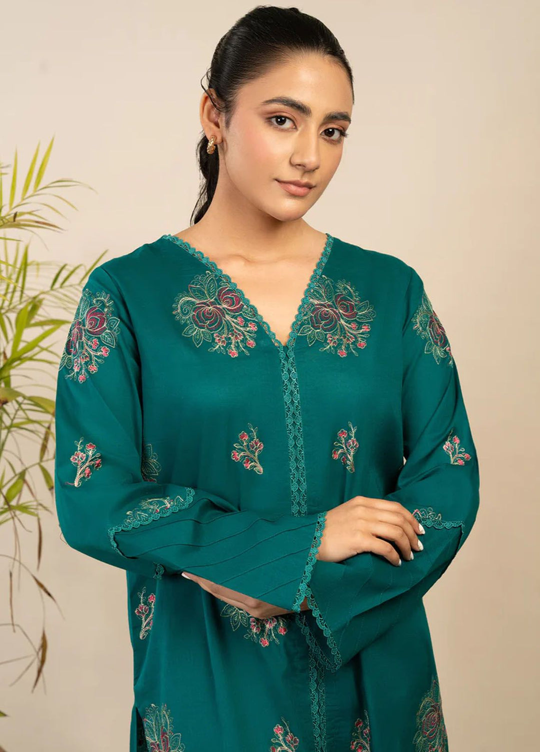 Rawayat By Meeral Embroidered Lawn Suit Unstitched 2 Piece MRL24R Jade  - Summer Collection