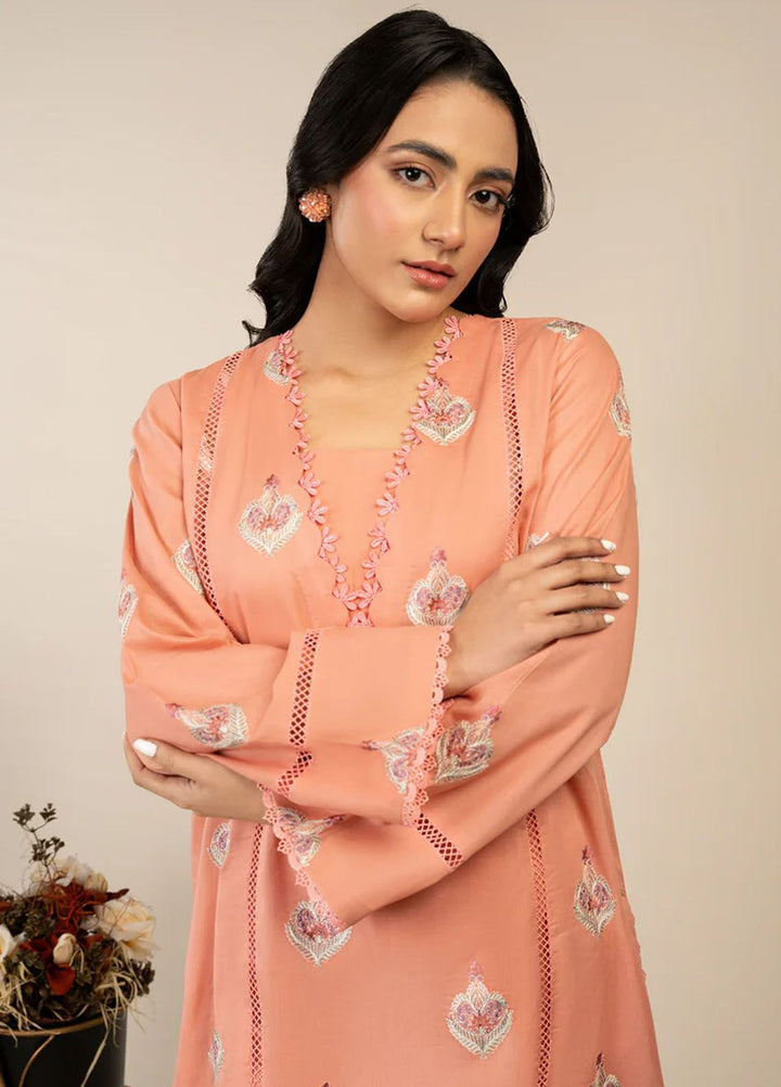 Rawayat By Meeral Embroidered Lawn Suit Unstitched 2 Piece MRL24R Peachy - Summer Collection